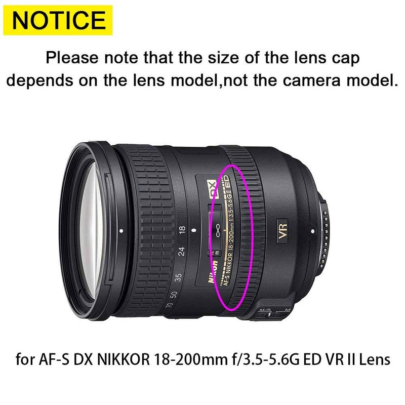 ULBTER 72mm Front Lens Cap Cover + Anti-Loss Keeper Compatible with Canon, Nikon, Sony, Fujifilm Camera Lenses with 72mm Thread for AF-S 18-200mm f/3.5-5.6G VR II Lens with Leash -2 Pack - Image 2